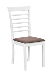 Scaun de living si bucatarie din lemn masiv Montreal, tapiterie stofa,100 kg, 94x49x40 cm, alb maro - Img 3
