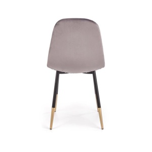 Scaun de living si bucatarie, HM K379, cadru metalic cu insertii aurii, stofa velvet, 88x45x48 cm, 100 kg, Gri - Img 2