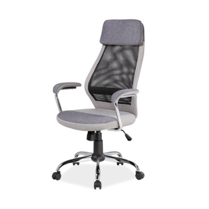Scaun directorial cu suport lombar, SL Q336, tapiterie mesh si stofa, cadru cromat, tetiera incorporata, mecanism balans, 100 kg, gri - Img 2
