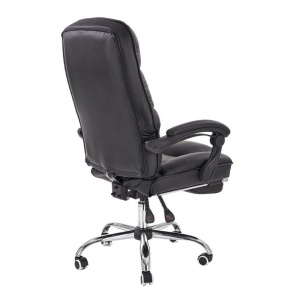 Scaun directorial ergonomic cu suport picioare, HM Alvin, mecanism balans, piele ecologica, cadru cromat, 120 kg, negru - Img 3