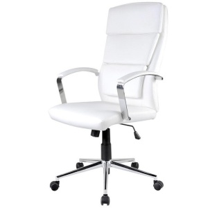 Scaun directorial HM Aurelius, Ergonomic, Piele ecologica, Inaltime ajustabila, Suport lombar, Mecanism balans, 115 kg, 120x65x67 cm , Alb - Img 2