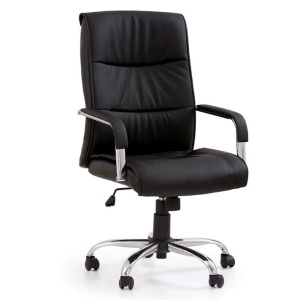 Scaun directorial HM Hamilton, Piele ecologica, Inaltime ajustabila, Mecanism balansare, 150 kg, 111x60x51 cm, Negru