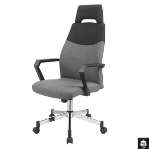 Scaun directorial HM Olaf, Ergonomic, Cadru de Otel, Stofa, Inaltime ajustabila, Mecanism balansare, Cu tetiera, 120 kg, 121x58x59 cm, Gri - Img 2