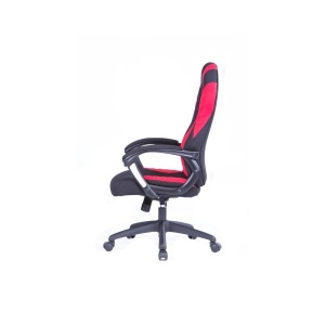 Scaun directorial HM Sheriff, gaming, tapiterie stofa, inaltime ajustabila, mecanism de balans, cotiere incluse, 100 kg, negru rosu - Img 2