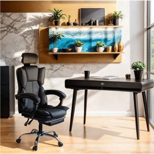 Scaun directorial OFF 4151, piele ecologica, mecanism de balansare, suport pentru picioare, 130 kg - Img 2