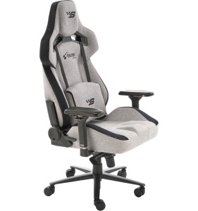 Scaun directorial pentru gaming HM Alister, stofa, robust, cadru metalic, cotiere reglabile, multiblock,100 kg, gri