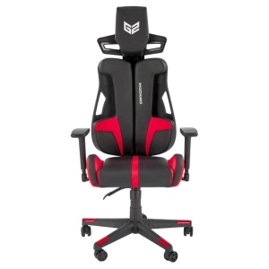 Scaun directorial pentru gaming HM Nitro, piele ecologica stofa, cotiere reglabile, multiblock, ergonomic,120 kg, negru rosu - Img 2