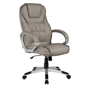 Scaun directorial SL Q031, tapitat cu piele ecologica, cadru polipropilena, suport lombar, mecanism de balans, 100 kg, Gri
