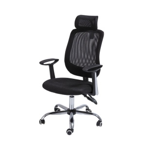 Scaun directorial SL Q118, Mesh, Ergonomic, Metal cromat, Inaltime ajustabila, Tetiera, Mecanism balansare, 100 Kg, Negru - Img 2