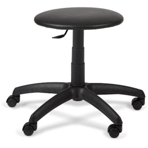 Scaun laborator operational, rotativ, baza polipropilena, piele ecologica, inaltime ajustabila, 100 kg, negru
