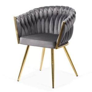 Scaun living BUC 261, catifea, structura metalica aurie, perne groase, 120 kg - Img 3