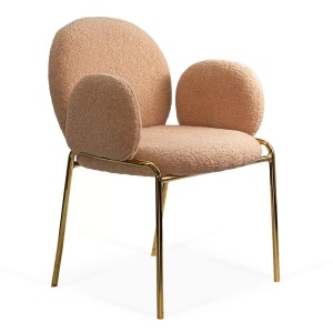 Scaun living si dining BUC282, stofa boucle, structura metalica aurie, elegant, 100 kg