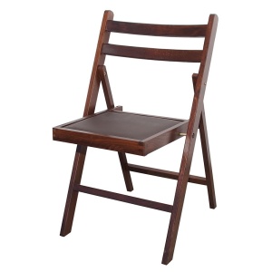 Scaun pliant lemn masiv, bucatarie si living, sezut tapitat cu piele ecologica, 100 kg, wenge