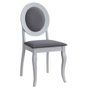 Scaun tapitat de living si bucatarie, KL Benson din lemn masiv, stofa,120 kg, 44.5x50.5x92 cm, alb gri - Img 2
