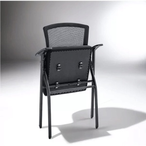 Scaun vizitator HRC 603, cu masuta rabatabila, pliabil, ergonomic, mesh, cadru metalic, 120 kg, negru - Img 3