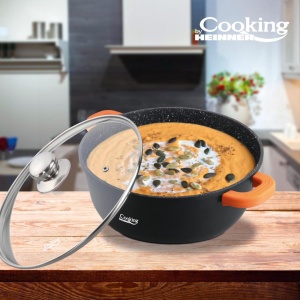 SEMIOALA ALUMINIU TURNAT +CAPAC, 36 CM X 16 CM, 13.5 L, DARK LINE, COOKING BY HEINNER - Img 3