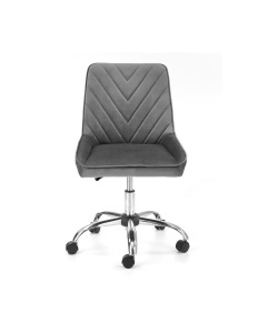 Set birou cu spatii depozitare HM Grosso, rafturi, sertar, PAL melaminat, 149x50x105 cm, stejar auriu antracit si scaun copii HM Rico, ergonomic, stofa tip catifea, 100 kg, gri - Img 3