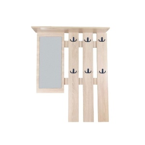 Set cuier si pantofar cu oglinda GN Filip, Pal Melaminat, 12 agatatori, usa rabatabila, polita, stejar alb - Img 2