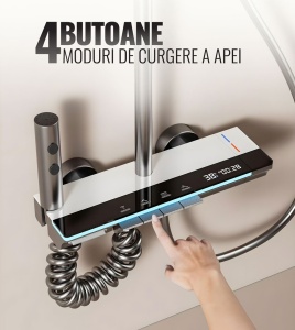 Set de dus smart, display LED, afișaj digital, 4 moduri de curgere, ajustabil, MZ110GR, iHunt - Img 3