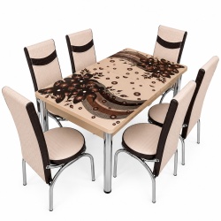 Set masa extensibila cu 6 scaune 1631 - model floral maro