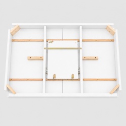 Set masa living extensibila Miami, MDF, lemn masiv, 120 150 x 80 x 73.8 cm si 6 scaune Hudson, tapiterie stofa,100 kg, 94x50x42 cm, alb gri - Img 3