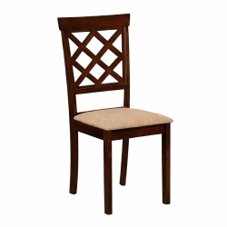 Set masa living plianta Philadelphia, MDF, lemn masiv, rotunda, 55 90 x 90 x 74,8 cm si 4 scaune Vienna, tapiterie stofa, 94x49x40 cm, nuc - Img 3