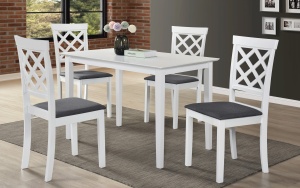 Set masa living si bucatarie Bali, MDF, 112x72x74 cm si 4 scaune Vienna, lemn masiv, tapiterie stofa, 100 kg, alb - Img 2