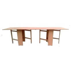 Set masa plianta 12 persoane, Pal Melaminat, insertii lemn masiv, 274x75x78 cm si 6 scaune pliante, tapiterie piele ecologica, fag - Img 3