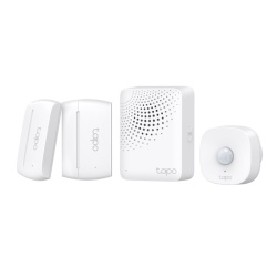 Smart IoT Hub with Chime SPEC: 2.4 GHz, 868 MHz, 100-240 V~, 50/60 Hz, Plug-in FEATURE: 90dB Adjustable Audio Alarm, 19 Ringtones, Up to 65 Switches, Sensors or Buttons, Mute Button, Easy Setup, Device Sharing, Flame- Retardant, Tapo App