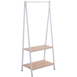 Stender haine cu suport incaltaminte GN Harry, metalic, polite, 64x40x150 cm, alb stejar - Img 2