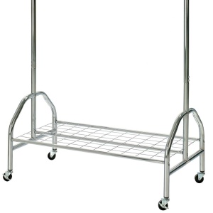 Suport pentru umerase, stender, HM WU18, cu raft dublu incaltaminte, metal cromat, cu roti - Img 3