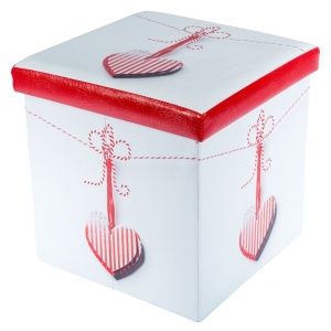Taburete cu spatiu depozitare, Design, MDF Piele ecologica, 100 kg, 38 x 38, Martisor