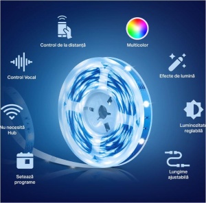 TP-Link Tapo L900-10 Smart light strip kit, 16 milioane culori, 2 x 5m, dimensiuni: 5000 × 10 × 1.6 mm fiecare, Wi-Fi Protocol: IEEE 802.11b/g/n, Frecventa: 2.4 GHz, intensitate reglabila. - Img 2