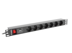 Unitate distributie alimentare PDU 19", 1U, 16A, 7 prize , negru