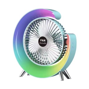 Ventilator portabil 5W, incarcare USB-C, 3 viteze, 5 moduri iluminare, unghi reglabil, diverse culori - Img 2