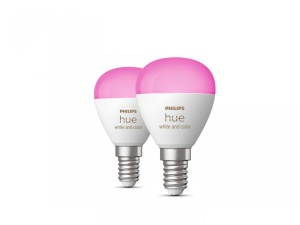 2 Becuri LED RGB inteligente Philips Hue P45, Bluetooth, E14, 5.1W ,470lm, lumina alba si color (2000-6500K) - Img 2