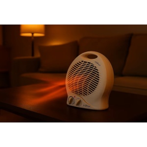 Aeroterma de podea, 2 trepte incalzire, 2000 W, termostat reglabil, aer cald / rece, Alb - Img 2