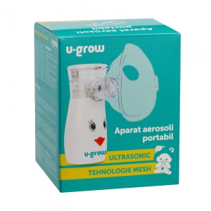 Aparat aerosoli U-Grow , portabil cu ultrasunete ,tehnologie silentoasa, masca de copii si adulti inclusa in pachet, design prietenos pentru copii - Img 5