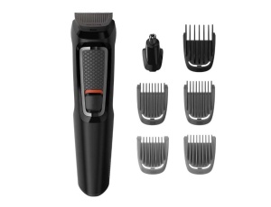 Aparat de tuns barba si parul PHILIPS 7 in 1 Multigroom MG3720/15, Lame cu ascutire, Acumulator, 2 piepteni barba, 2 piepteni pentru aspect nebarbierit, 1 pieptene par, Negru, L x A x I (mm) 68x138x223