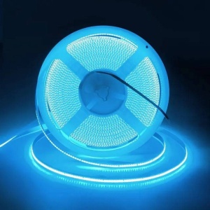 Banda LED COB cu lumina albastra de 12W si 12V, 5m cu difuzor continuu - Img 1