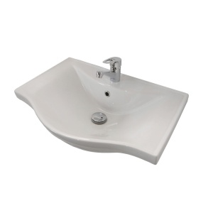 Baza si lavoar ceramic GN1531, mobilier baie stativ 55 cm, front MDF, 2 usi, 2 sertare, balamale soft close, picioare cromate reglabile, alb - Img 3