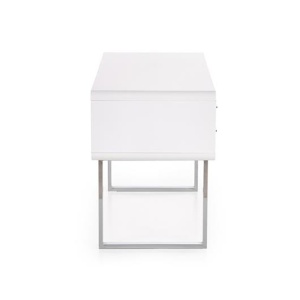 Birou HM B30, MDF lucios, cadru metalic cromat, 2 sertare, 120x55x76 cm, alb - Img 2