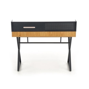 Birou HM B43, cadru metalic, MDF, spatiu depozitare, 110x51x90 cm, stejar negru - Img 3