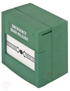 Buton aplicabil din plastic pentru iesire de urgenta; Material: plastic, culoare verde;