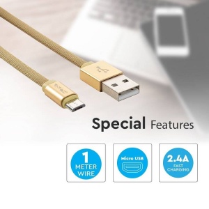 Cablu de date si incarcare MicroUSB auriu Ruby - Img 3