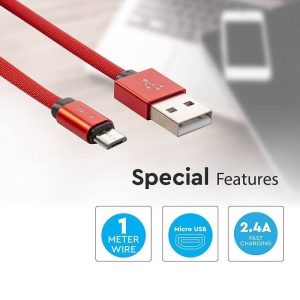 Cablu de date si incarcare MicroUSB rosu Ruby - Img 3
