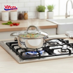 CASEROLA INOX CU CAPAC 16x7.5 CM, 1.5 L, MIKA - Img 3