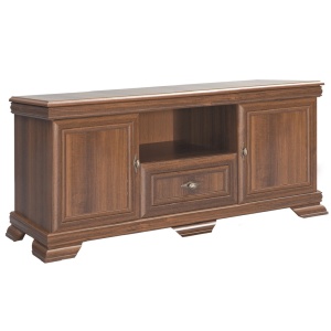 Comoda living VMT2, Pal Melaminat, cu 2 usi, sertar, cu elemente din MDF, Nuc - Img 2