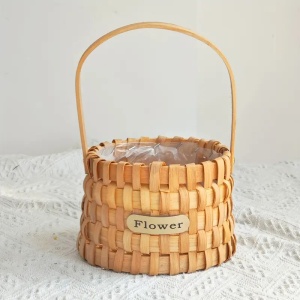 Cos bambus impletit 12 cm nature – decoratiuni florale si aranjamente naturale - Img 2