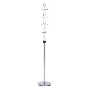 Cuier cromat vertical HM W34, de podea, pentru haine, genti, cu 8 agatatori
